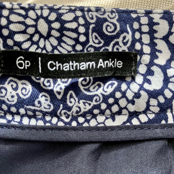 Talbots Navy/White Paisley Chatham Ankle Pants 6P - Picture 7 of 9